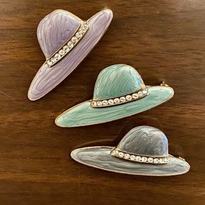 Beautiful Set of Three (3) Hat shaped Brooches!!!